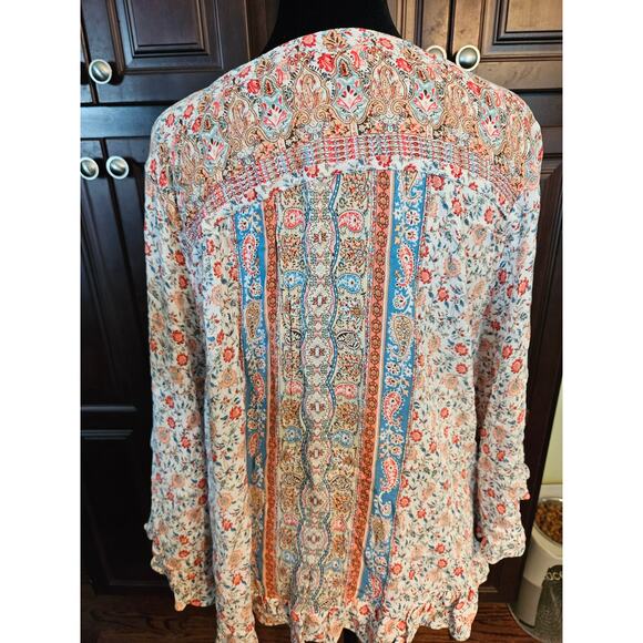Cynthia Rowley 1X multicolor peasant Blouse - Picture 3 of 7